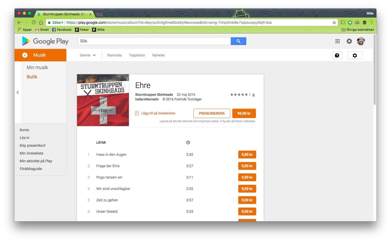 Google och Deezer ska också ta bort vit makt-musik