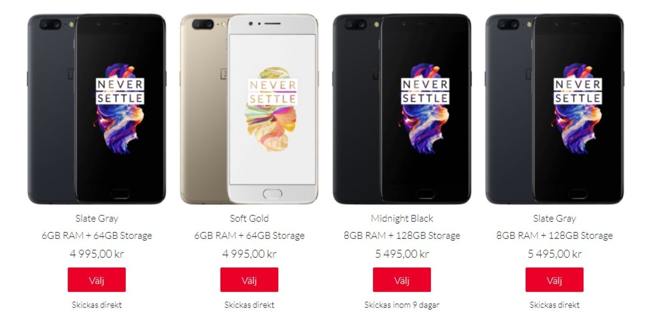 Nu kan du beställa OnePlus 5 i Slate Gray med 128GB