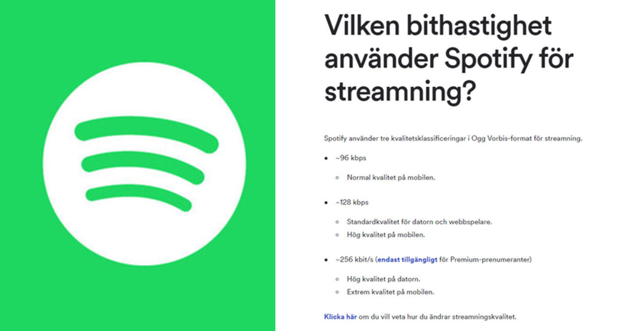 Förvirring kring Spotifys bitratehastigheter