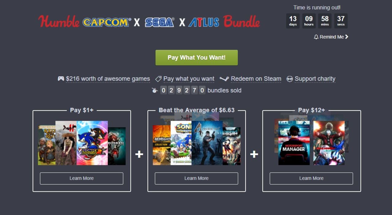 Fynda spel från Capcom, Sega och Atlus i ny Humble Bundle