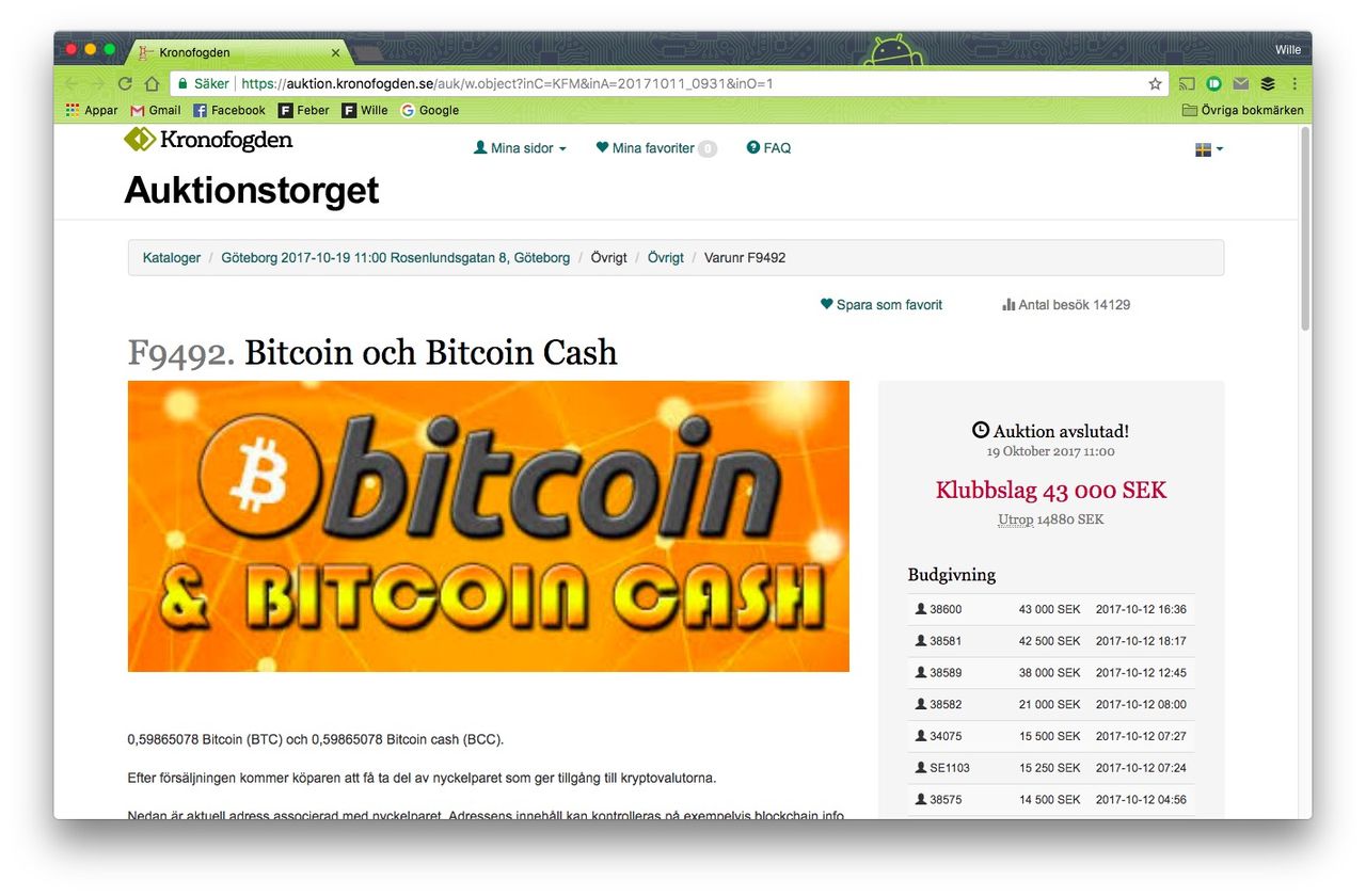 Kronofogdens bitcoin-auktion avslutad