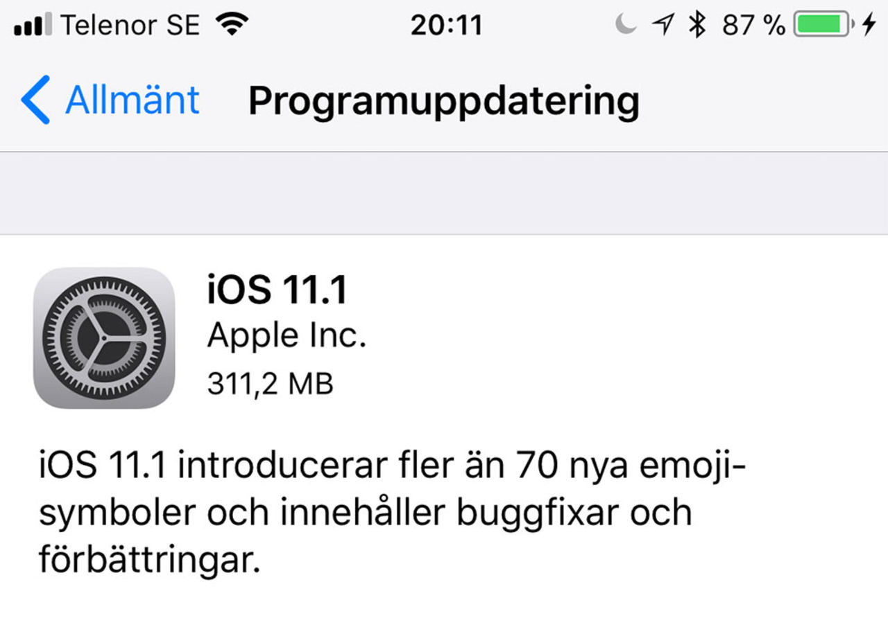 iOS 11.1 släppt