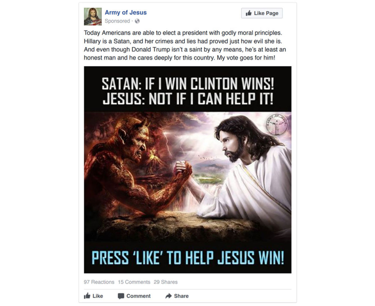 Här är 14 annonser som ska ha försökt påverka presidentvalet