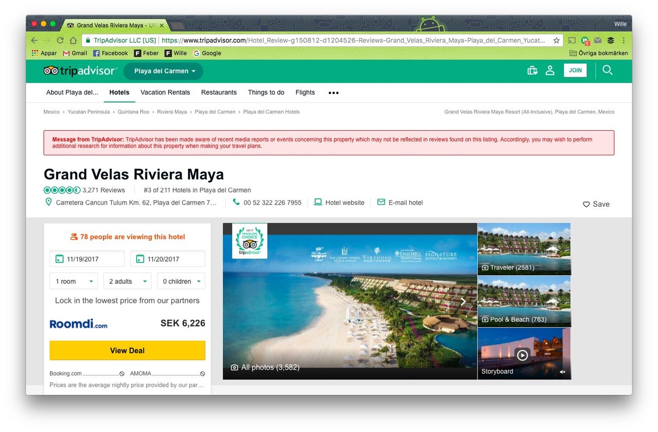 TripAdvisor börjar varna för hotell där sexbrott begåtts