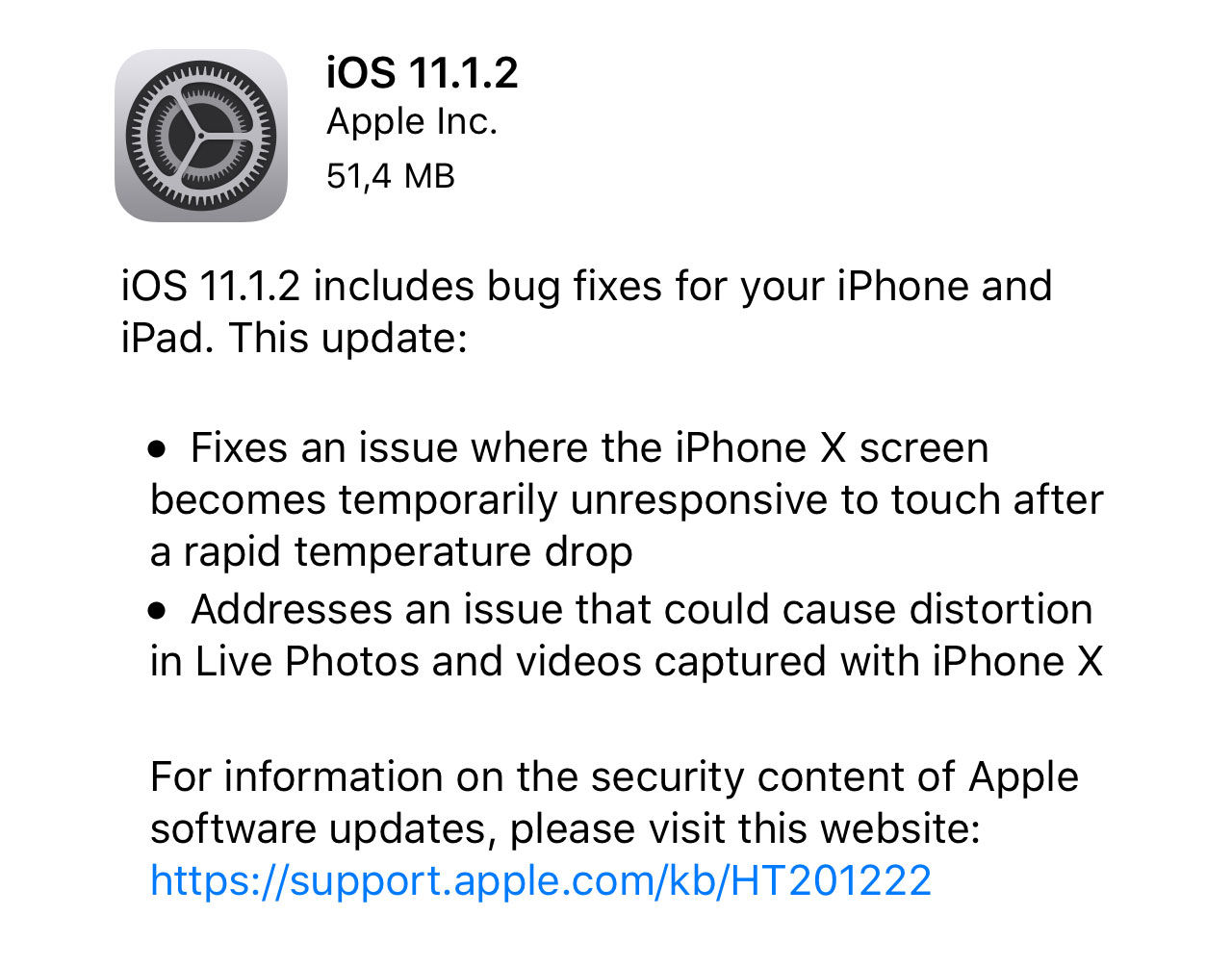 Apple släpper iOS 11.1.2
