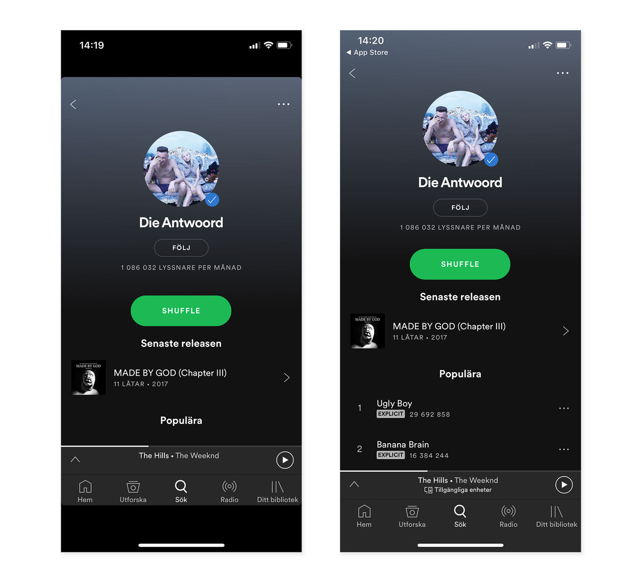 Spotify anpassad för iPhone X