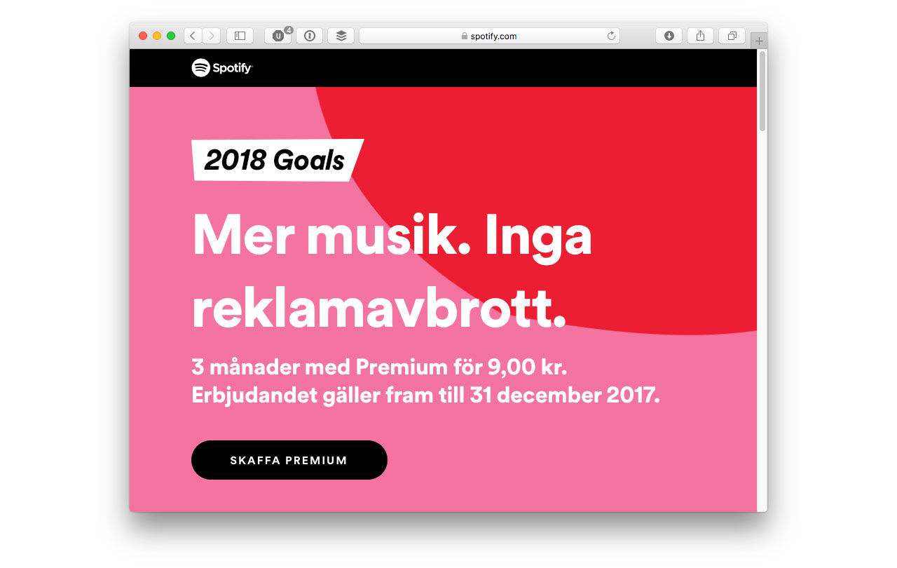 Spotify 3 månader för 99