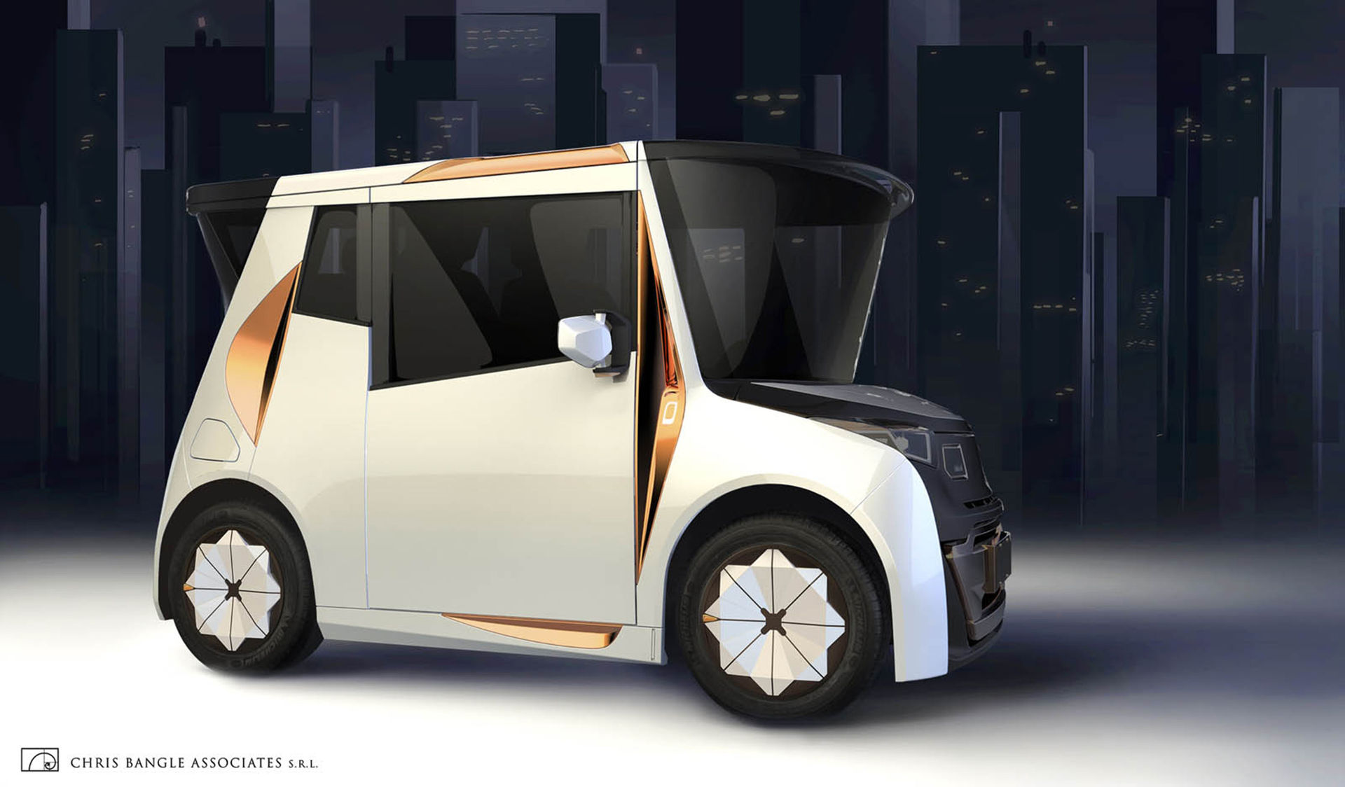 Chris Bangle visar upp den eldrivna stadsbilen REDS