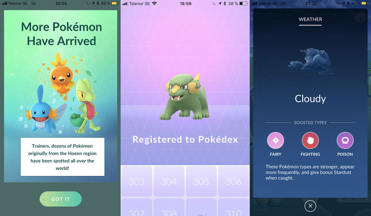 Pokémon Go generation 3 släppt