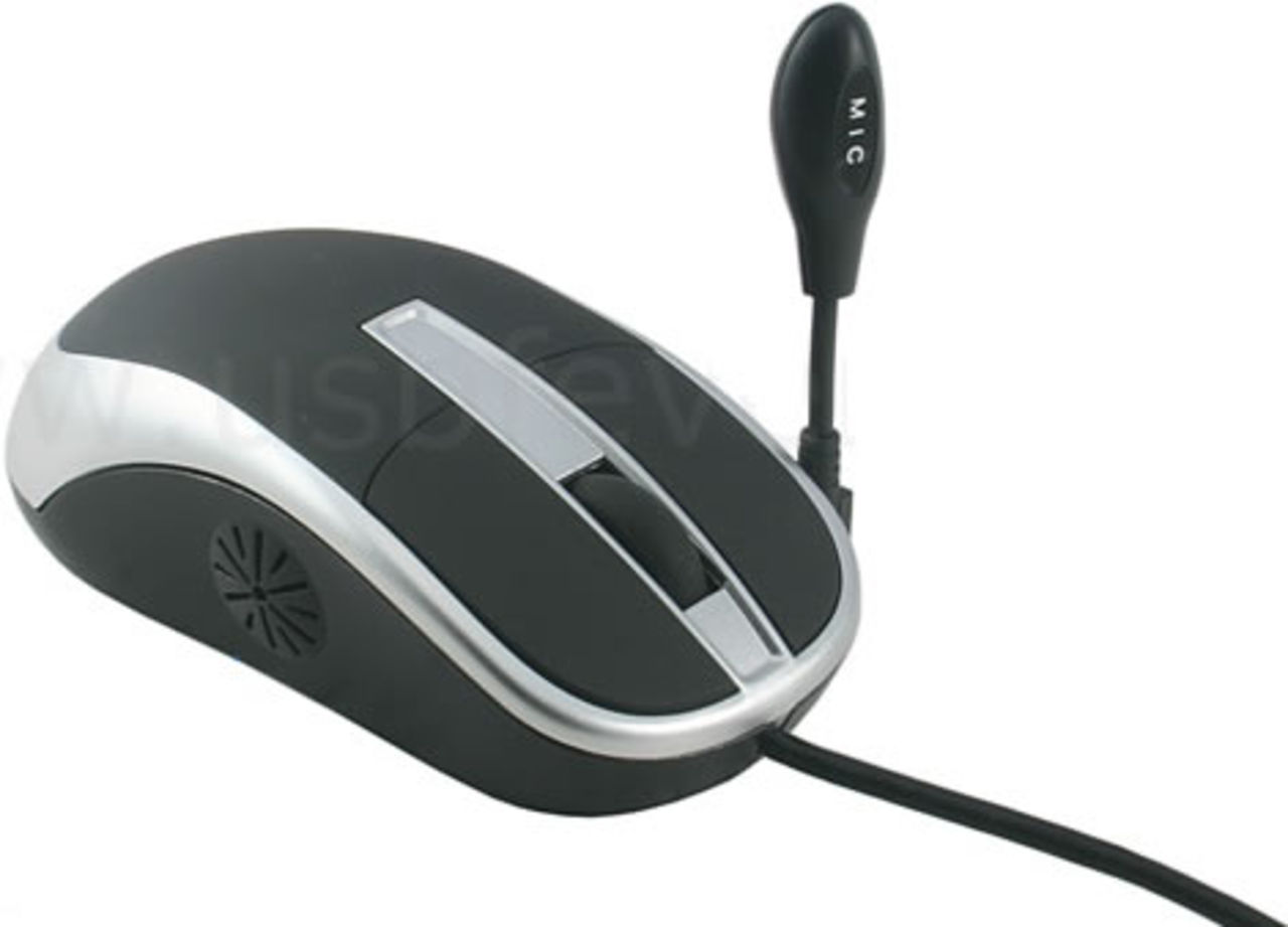 Mus med inbyggd högtalare och mikrofon