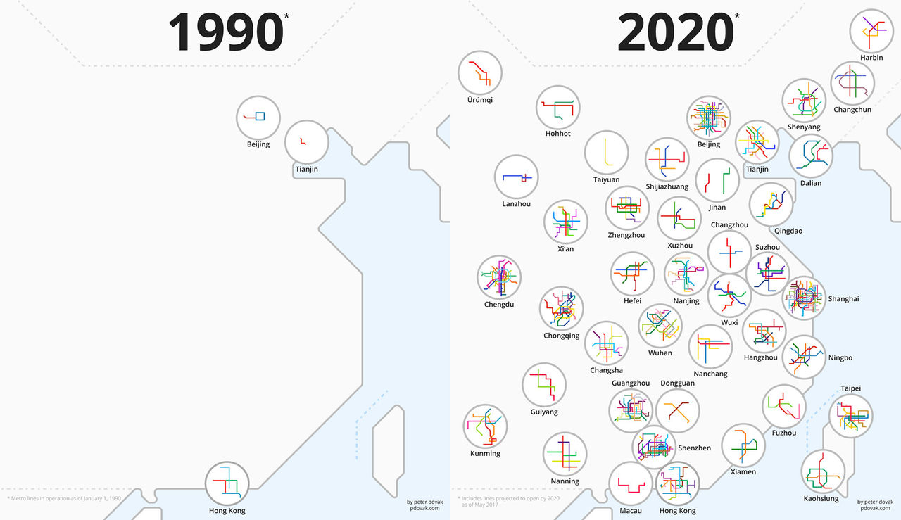 Se Kinas tunnelbana växa fram