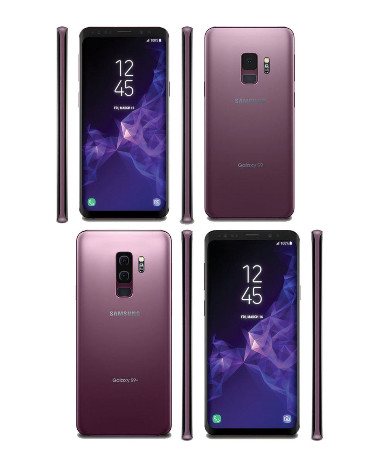 Här syns Samsung Galaxy S9 och S9+ i nya färgen syren