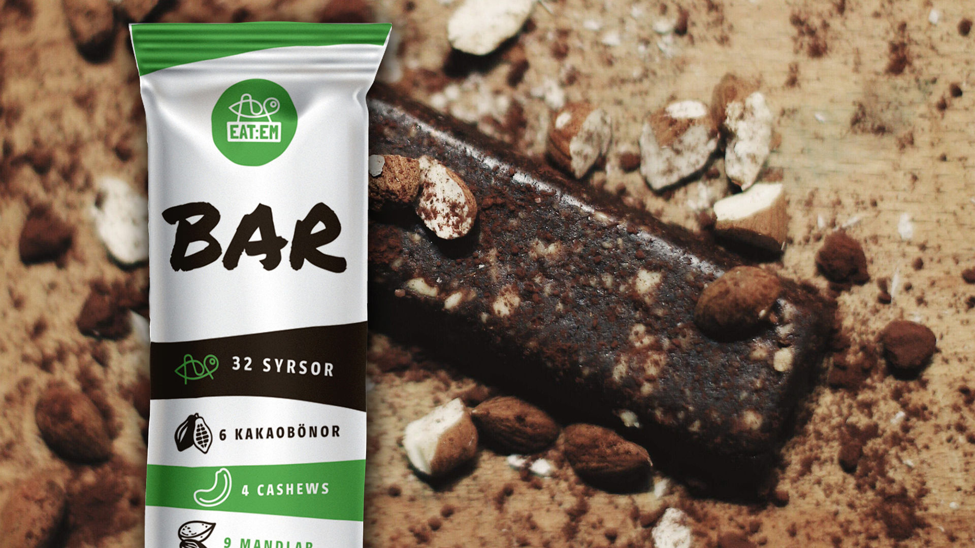 Svensk proteinbar fylld med syrsor