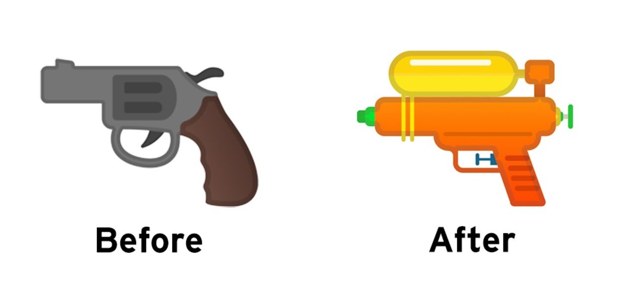 Google och Facebook ersätter pistol-emoji med vattenpistol