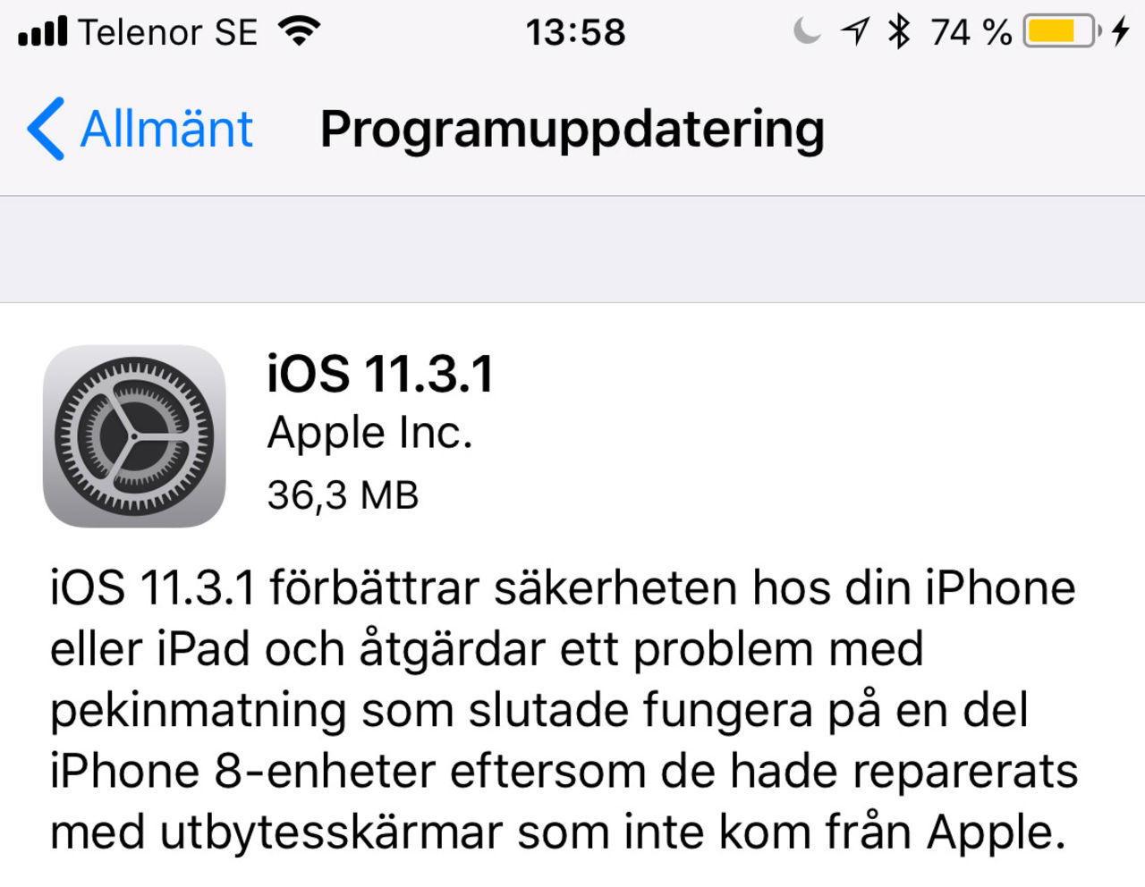 Apple har släppt iOS 11.3.1