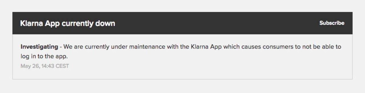 Klarnas betaltjänst ligger nere