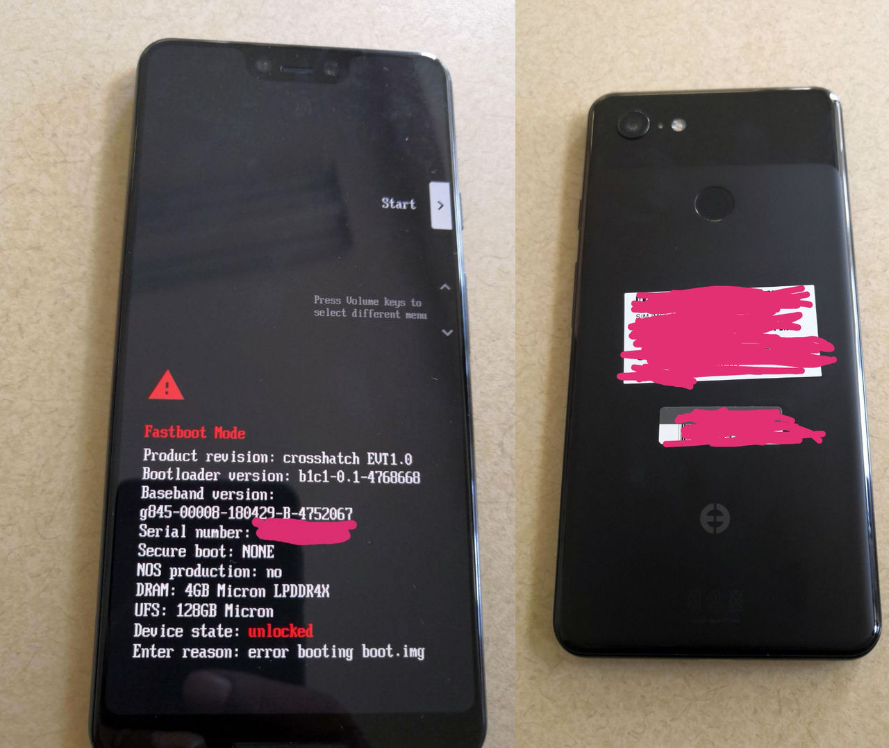 Bilder på vad som påstås vara prototyp av Pixel 3 XL
