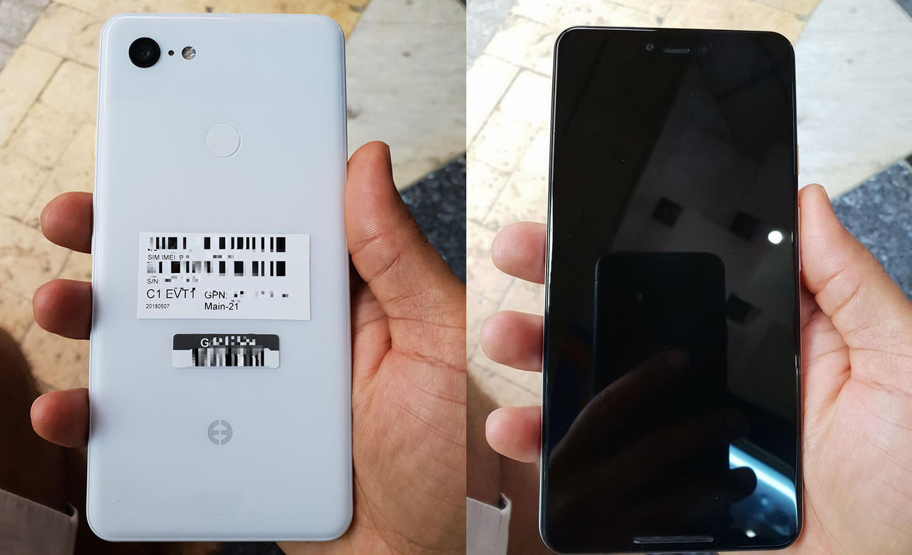 Bildläcka visar vit Google Pixel 3 XL