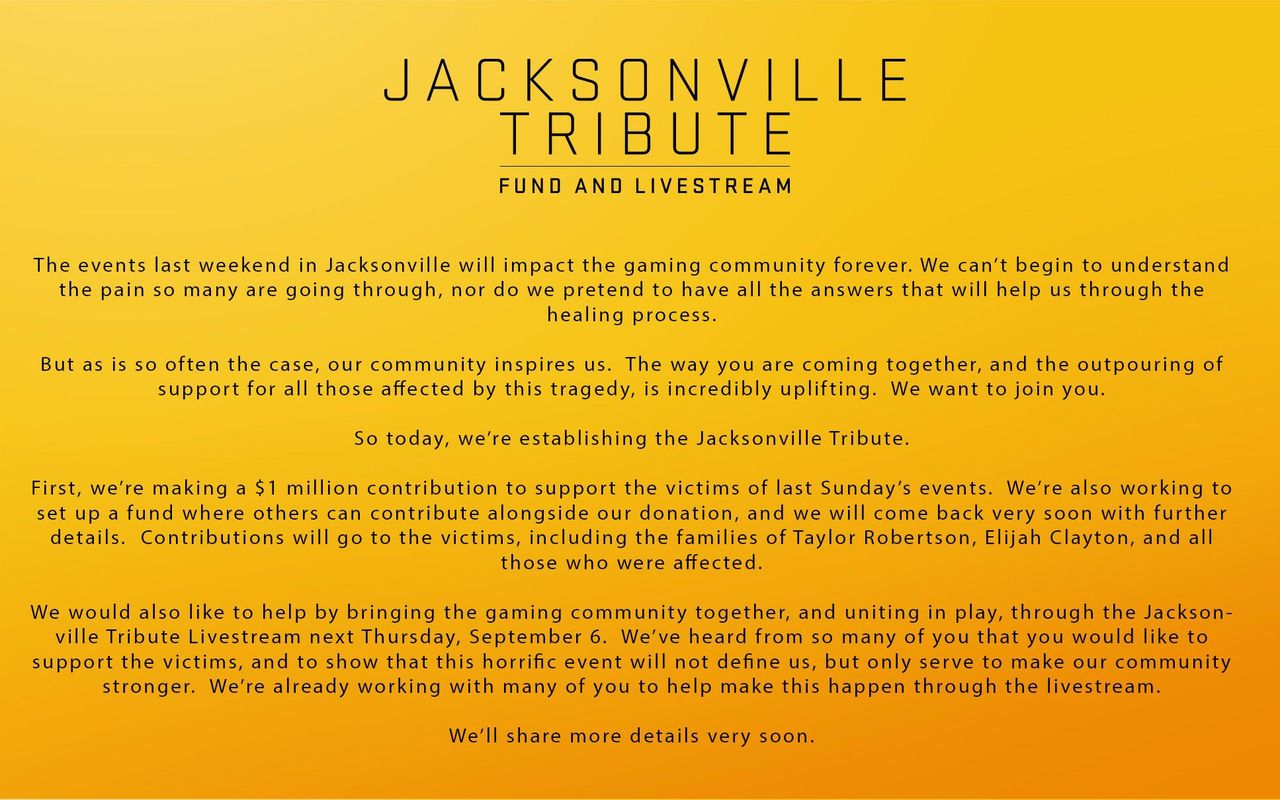 EA skänker en miljon dollar till Jacksonville-offer