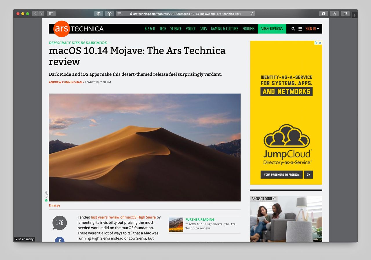 Ars Technica recenserar macOS Mojave