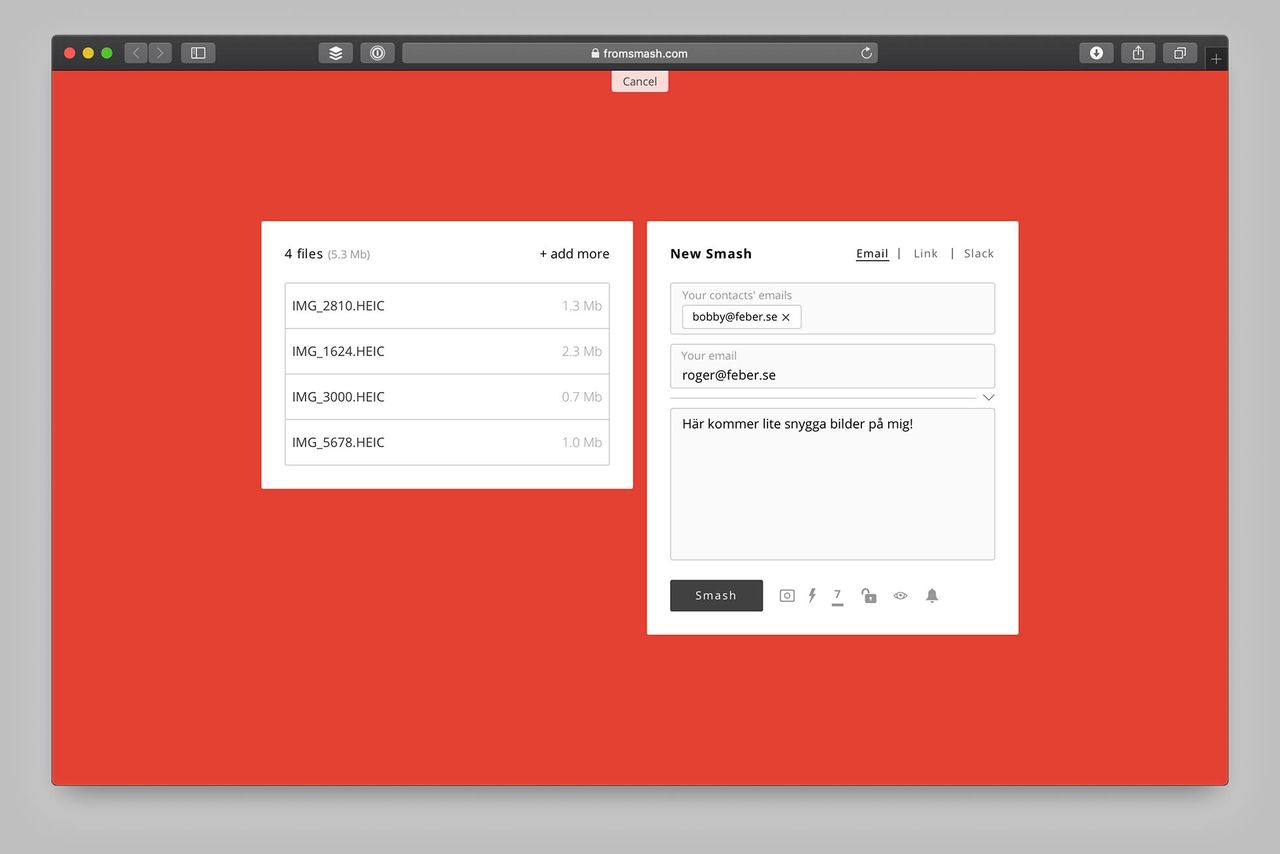 Dela stora filer med Smash