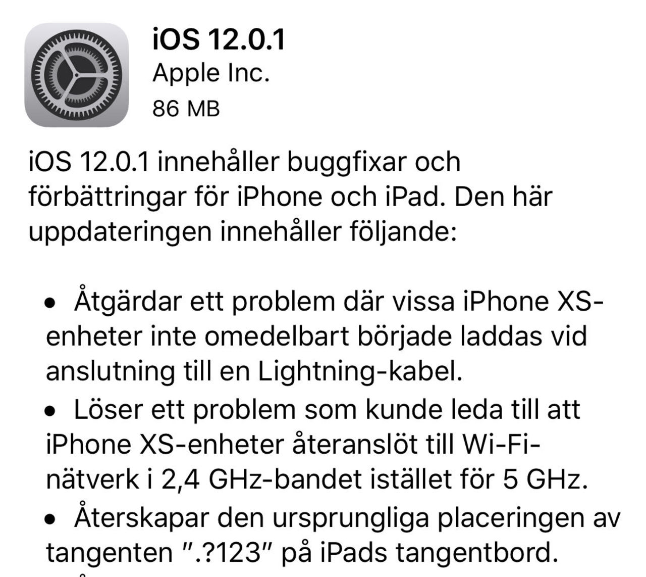 Apple släpper första uppdateringen till iOS 12