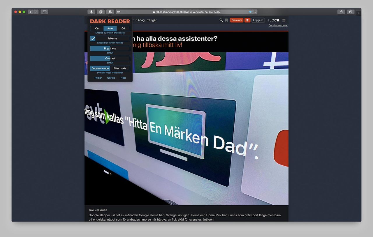 Mörka ner hela webben med Dark Reader