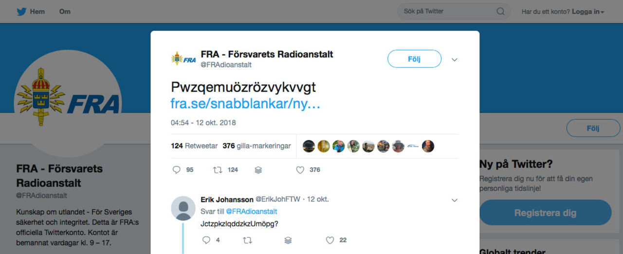 FRA finns nu på Twitter 