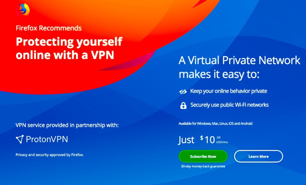 Firefox ska erbjuda sina användare VPN-uppkoppling