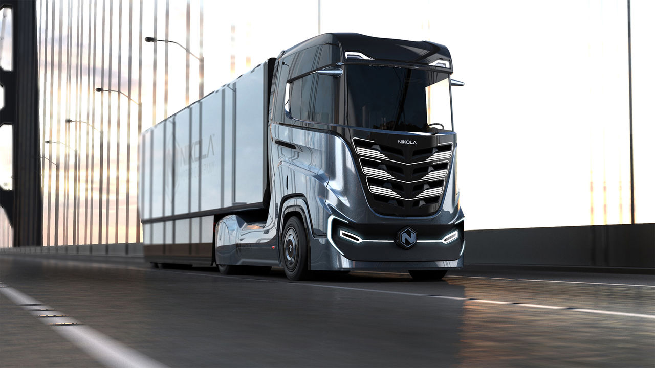Nikola Motors visar den vätgasdrivna lastbilen Tre