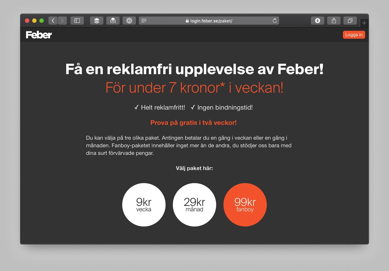 Slipp logga in så ofta med Feber Premium