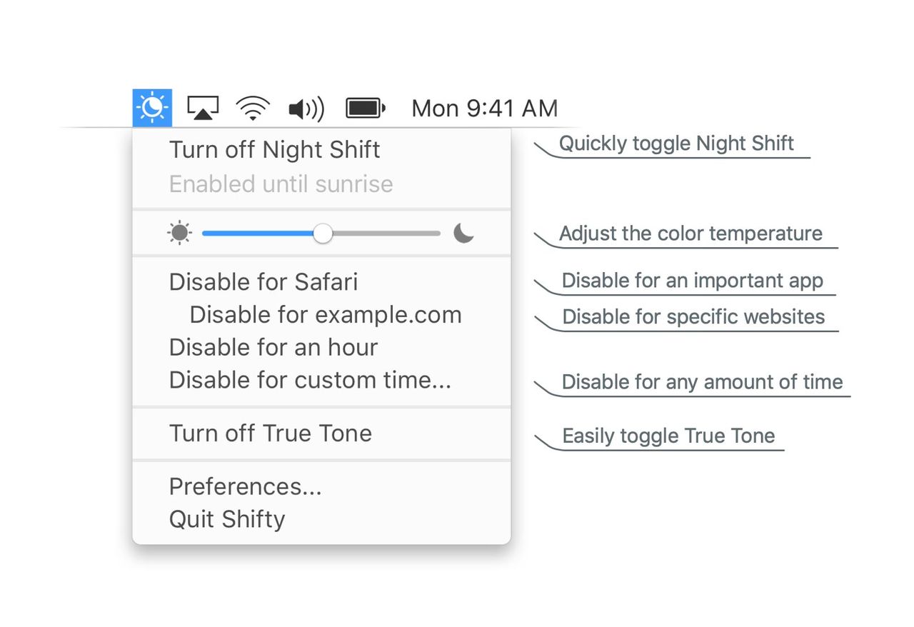 Styr night shift och true tone enklare på Mac