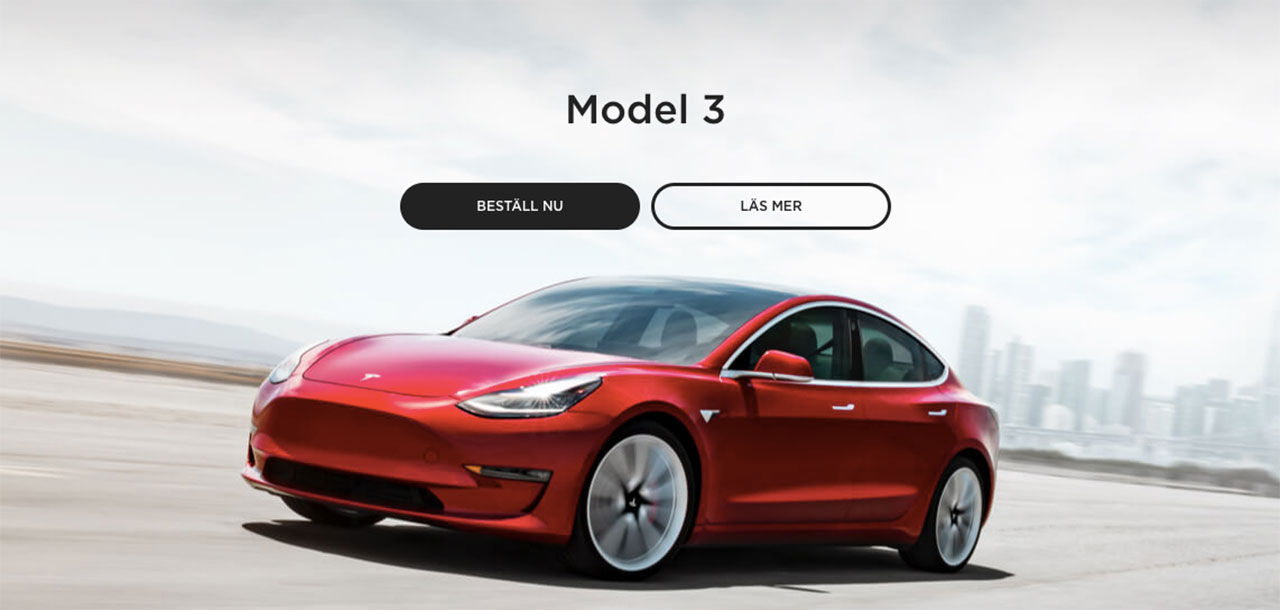 Beställning av Tesla Model 3 nu möjligt för alla