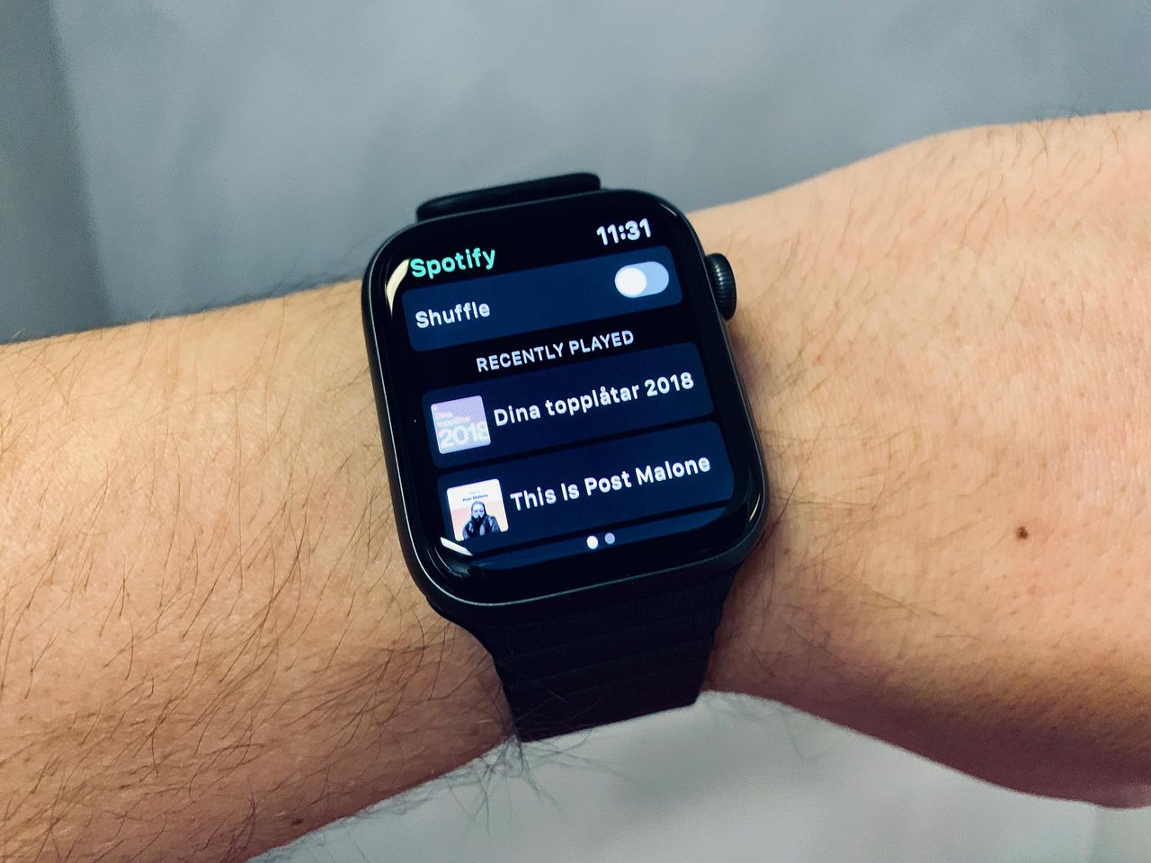 Spotify anpassat för iPhone XS Max och Apple Watch 4