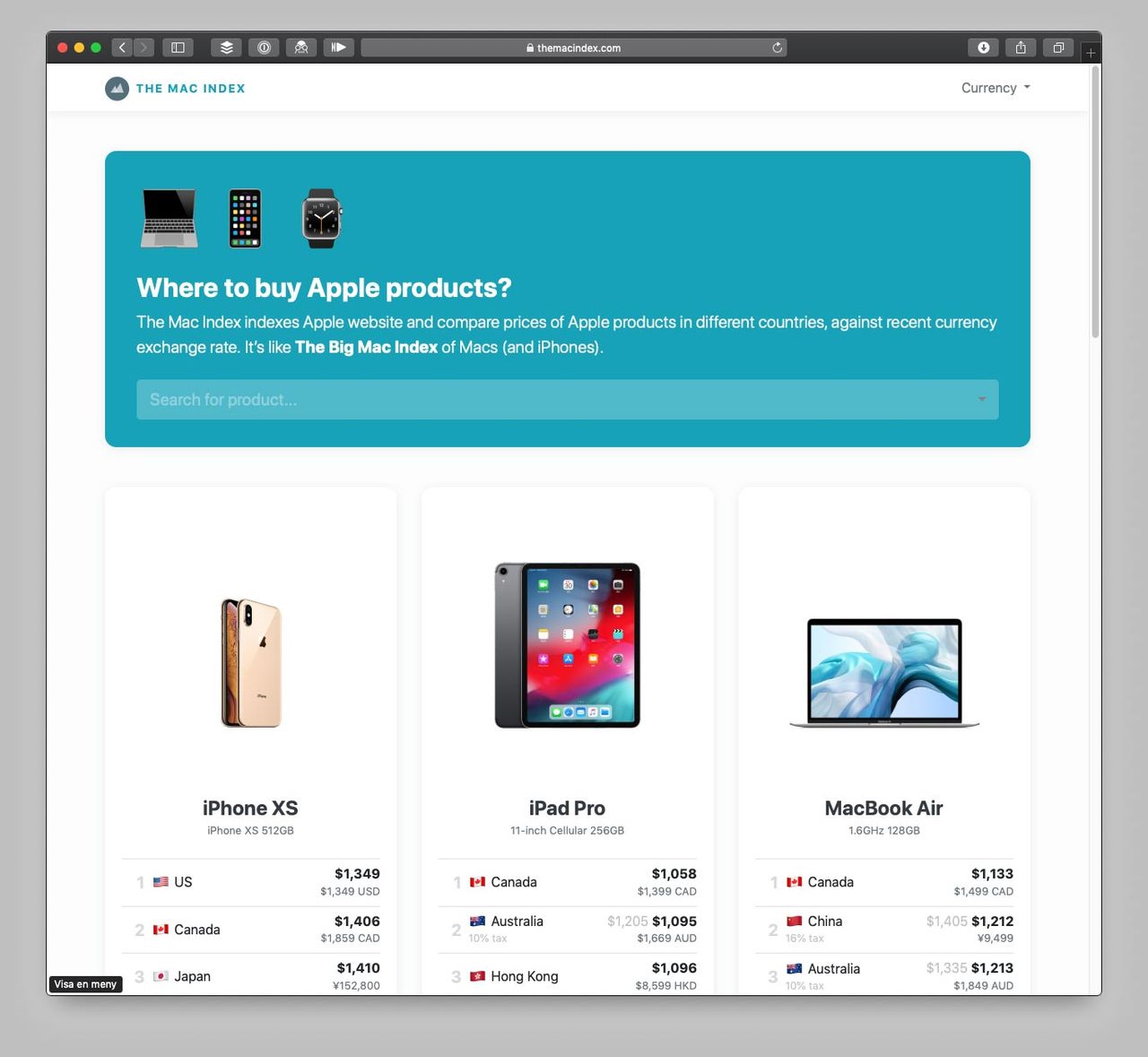 Index visar var Apples prylar är billigast