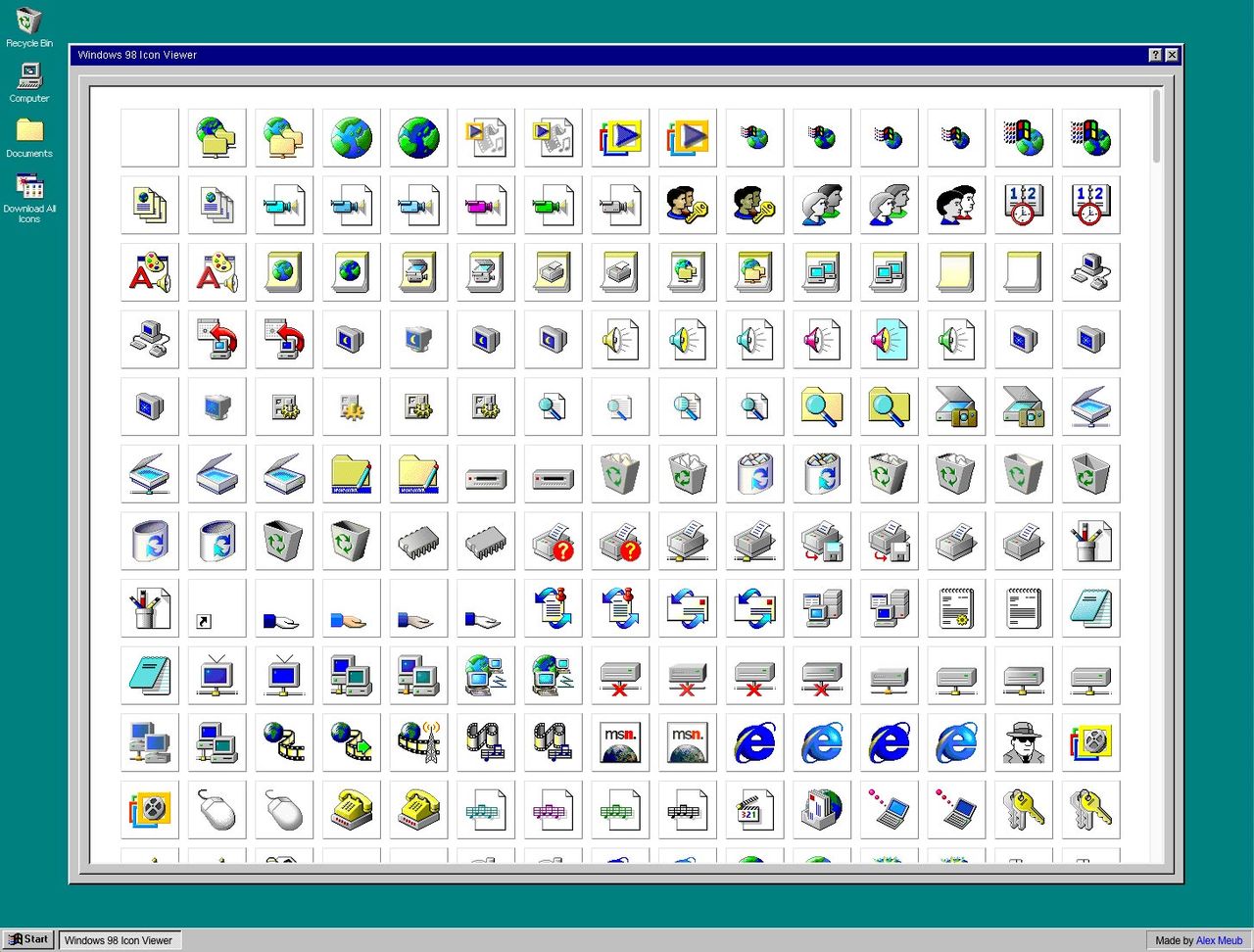 Glo på gamla Windows 98-ikoner