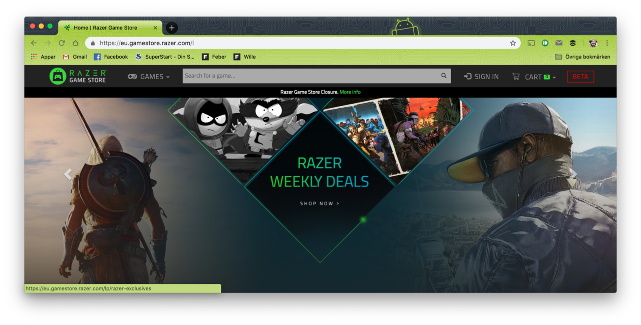 Hejdå Razer Game Store