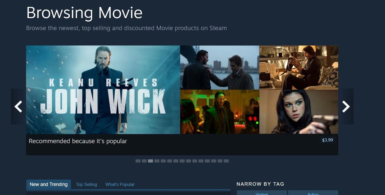 Steam fimpar sin filmsektion