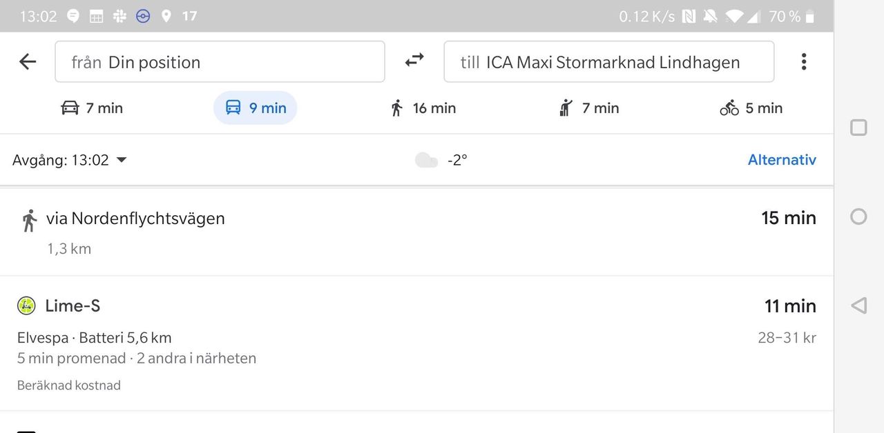 Nu visar Google Maps var det finns elsparkcyklar från Lime
