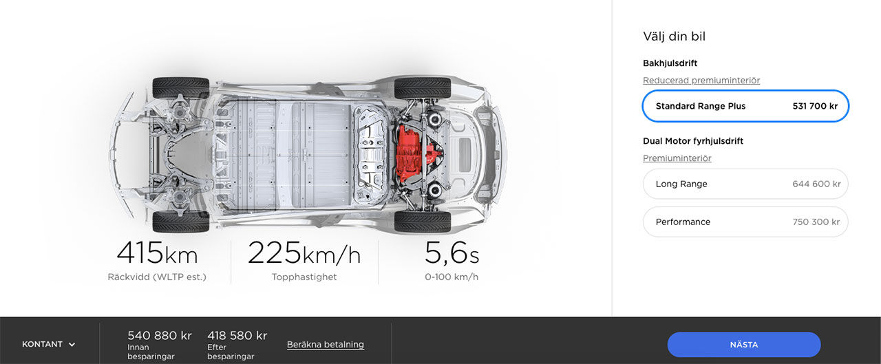 Tesla Model 3 nu från 540.880 kronor