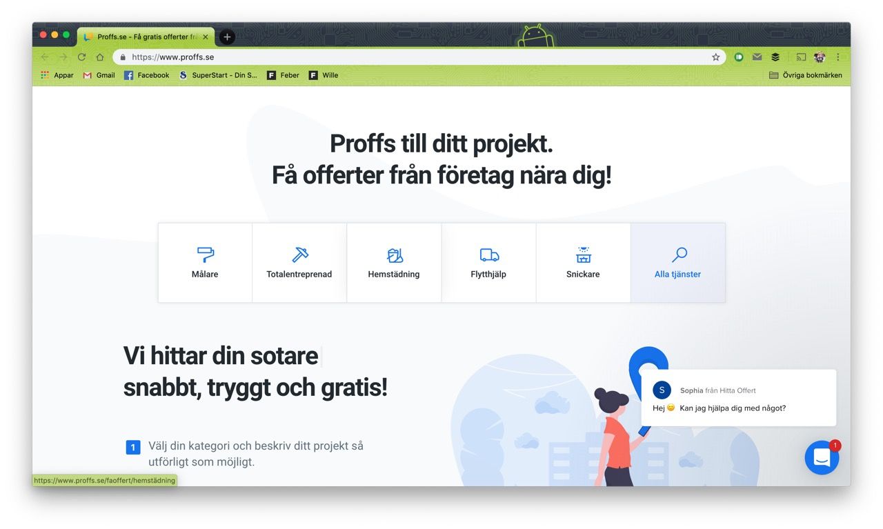 Hitta.se lanserar tjänsten Proffs.se