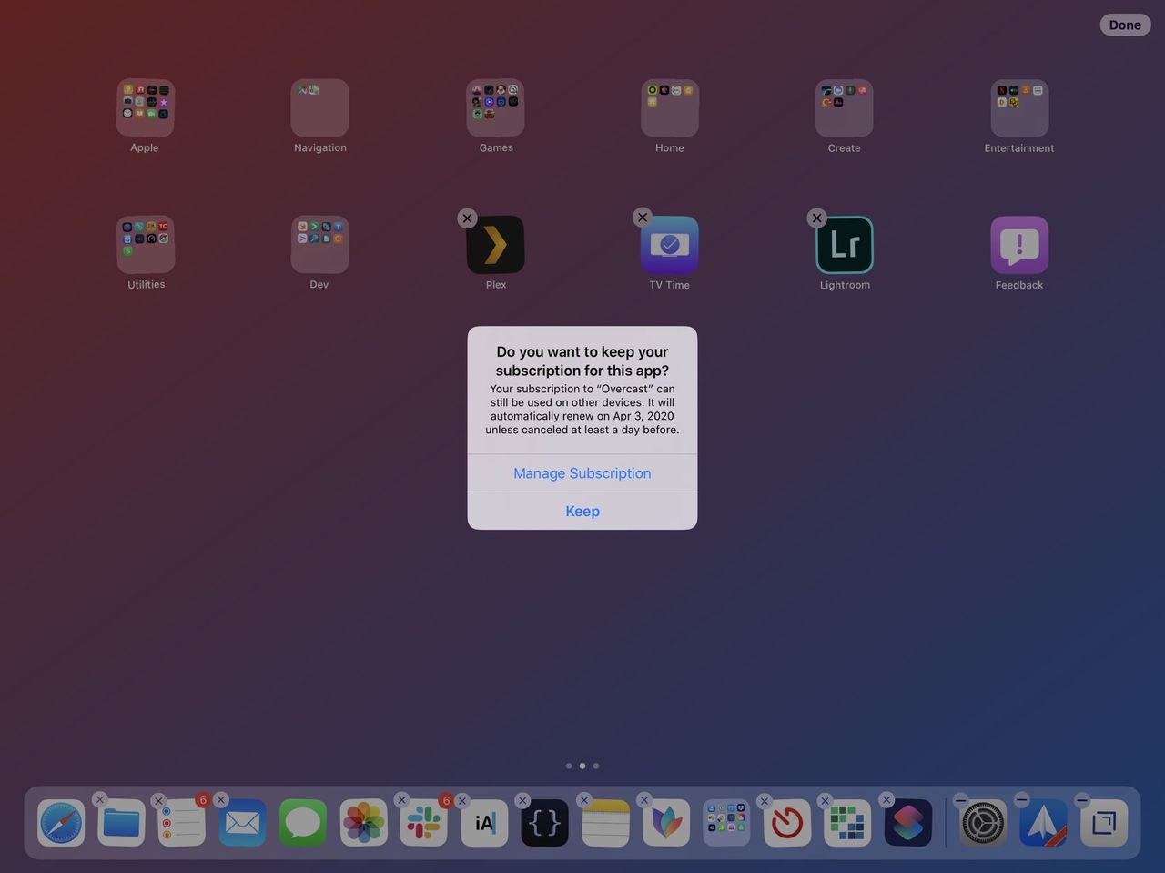 iOS 13 påminner om prenumeration vid app-avinstallation