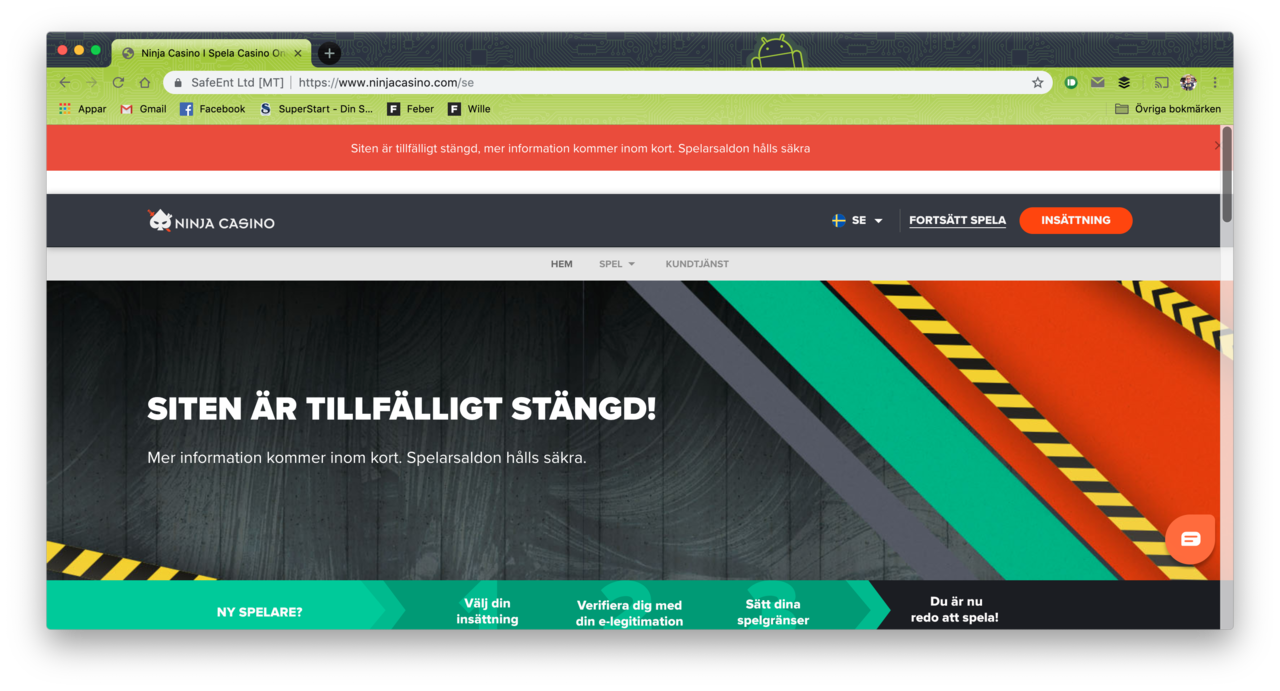Ninja Casino fick avslag på sin överklagan