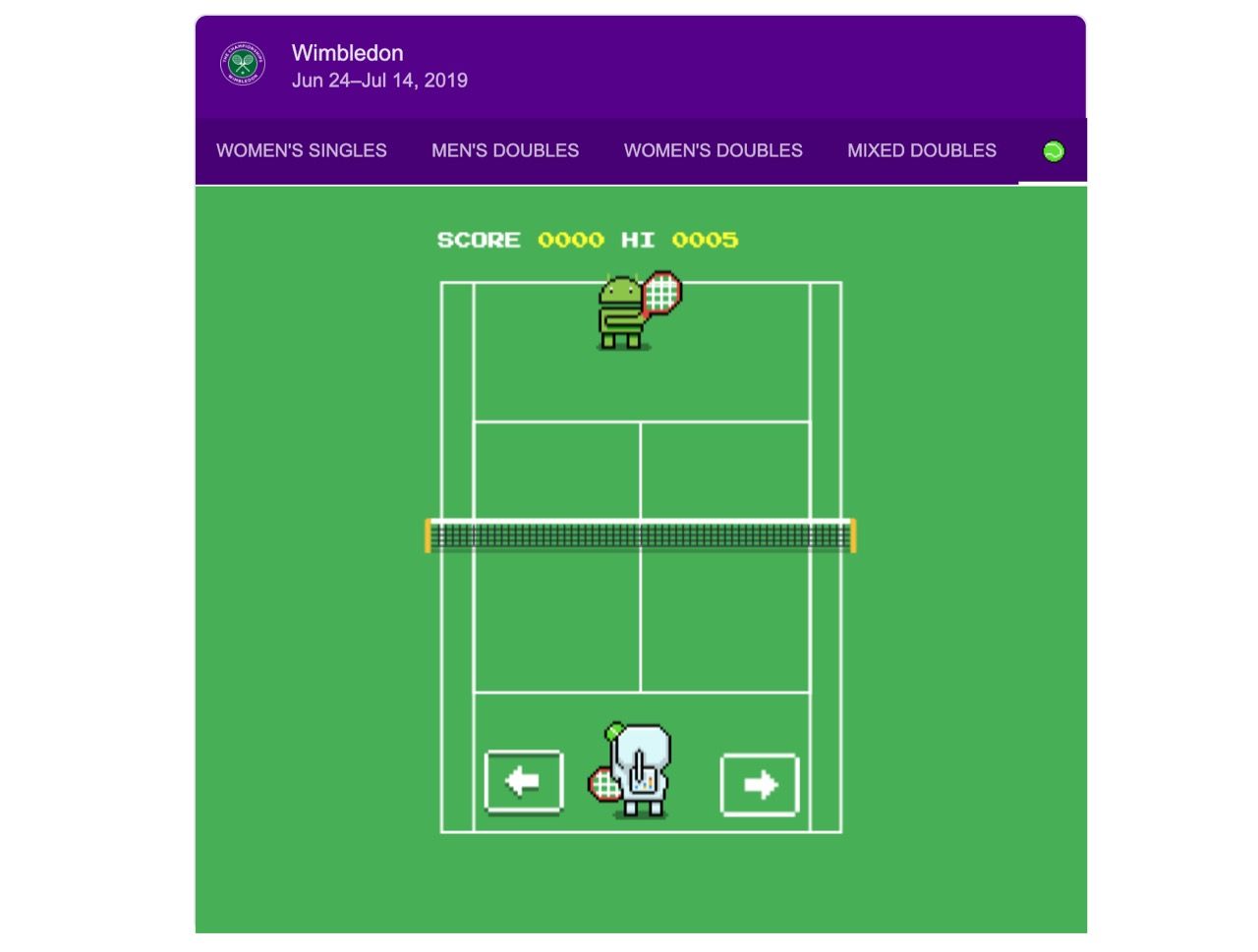 Google släpper tennisspel som påskägg
