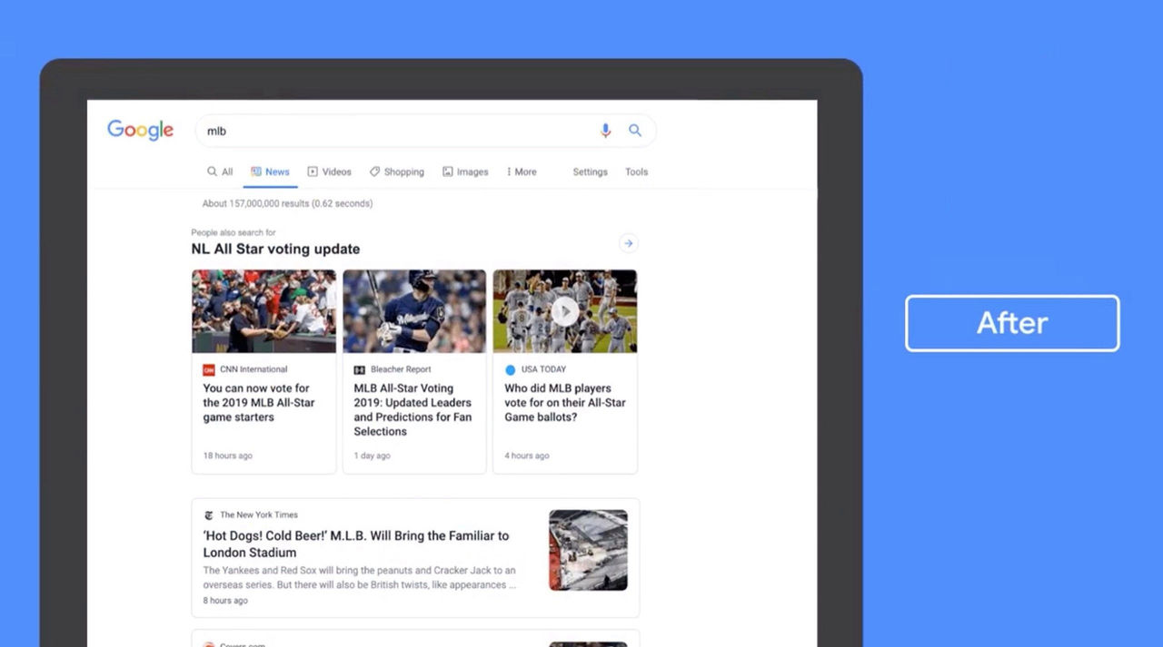 Google jobbar på ny News-design