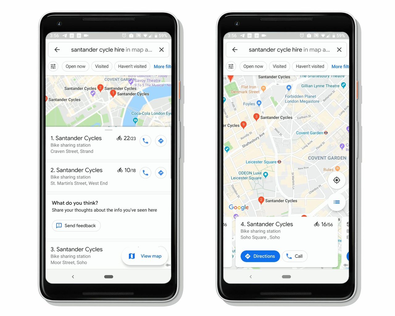 Google Maps börjar visa var det finns lediga cyklar