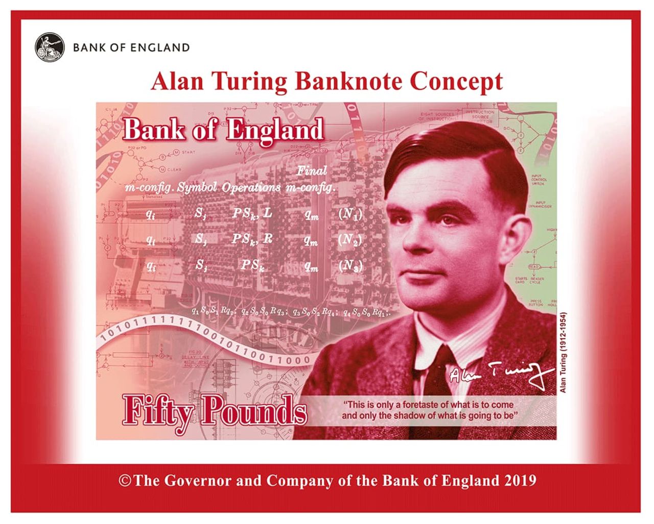 Påskägg på brittisk Alan Turing-sedel