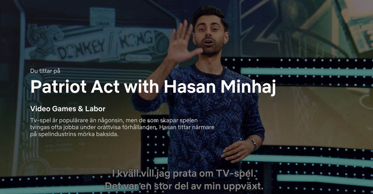 Hasan Minhaj pratar om hur spelbranschen utnyttjar arbetskraft