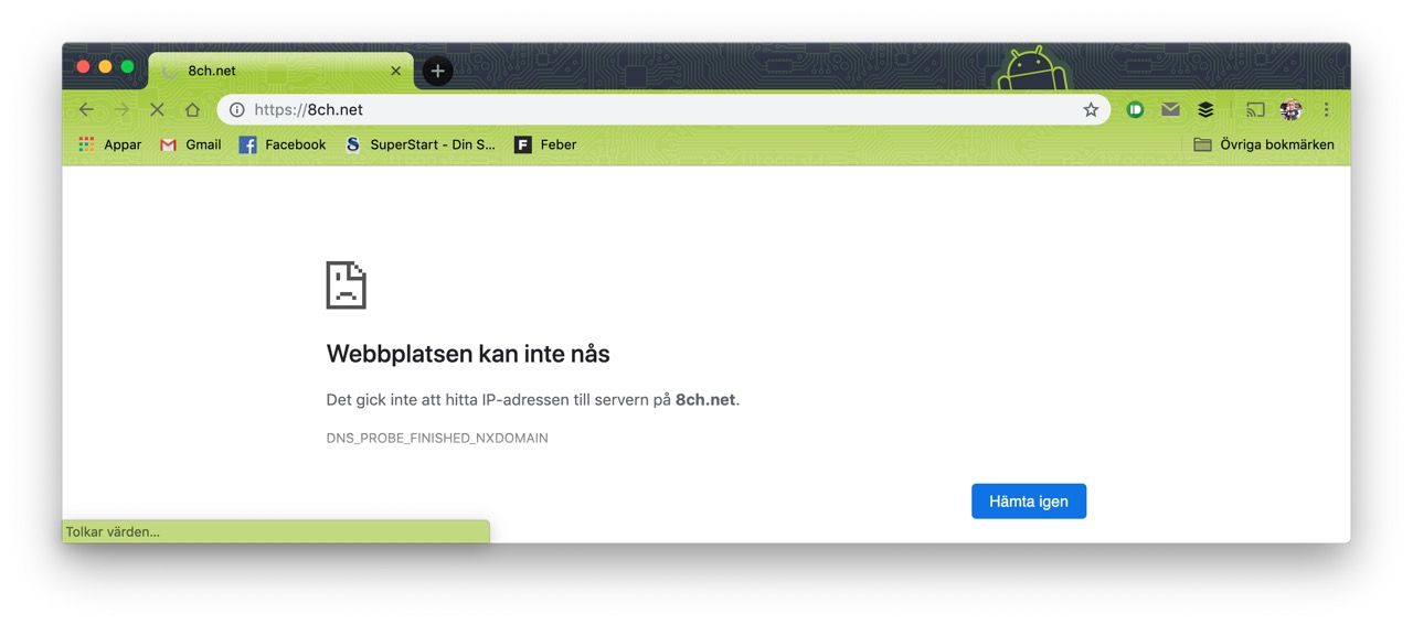 8chan borta från nätet
