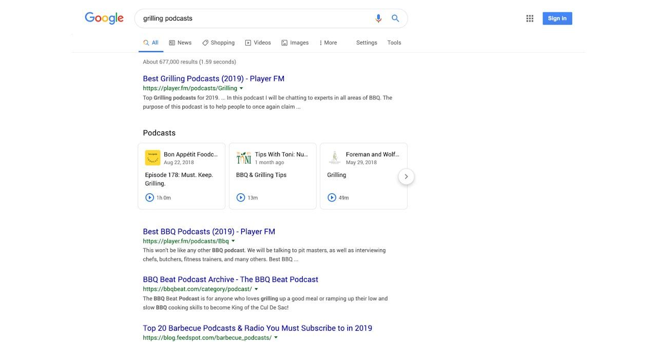 Spela podcasts direkt från Google-sökningen